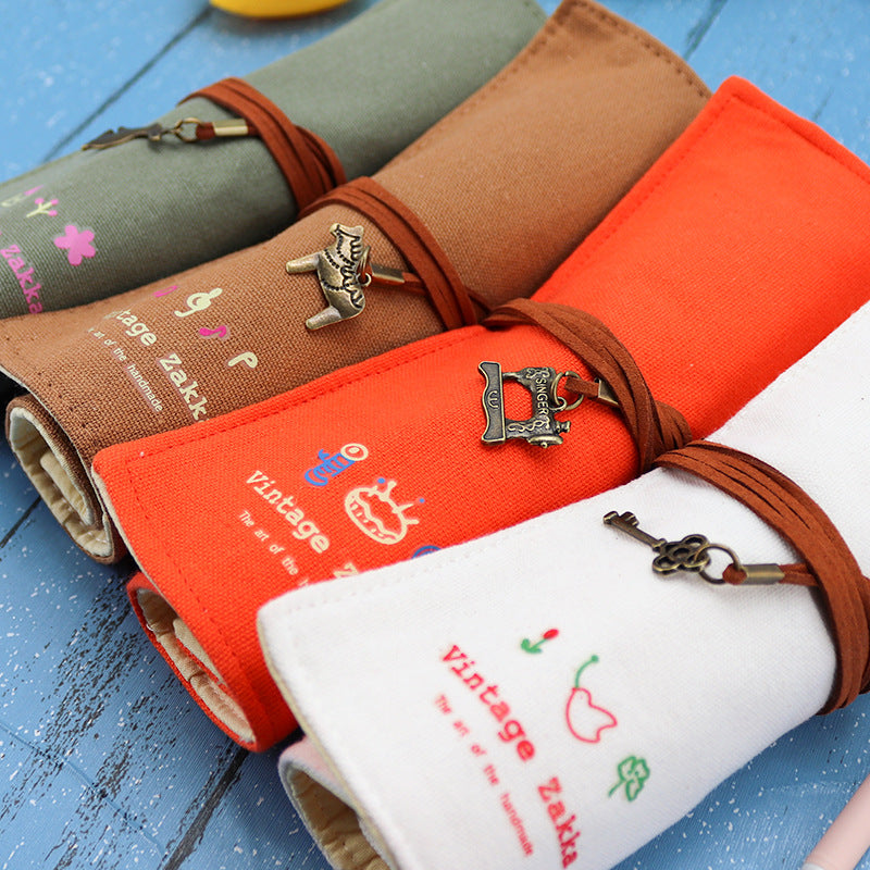 Wholesale Cotton and Linen Retro Curled Pencil Case